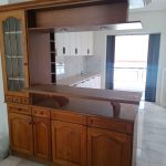 glass vitrine cabinet with wooden texture
